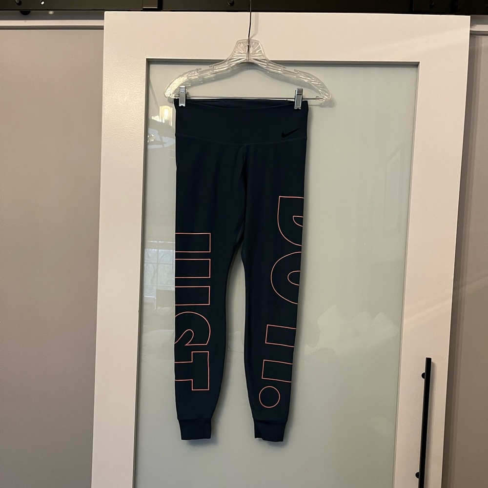 Nike Blue and Pink Leggings Joggers with Just Do it Logo, Size Small